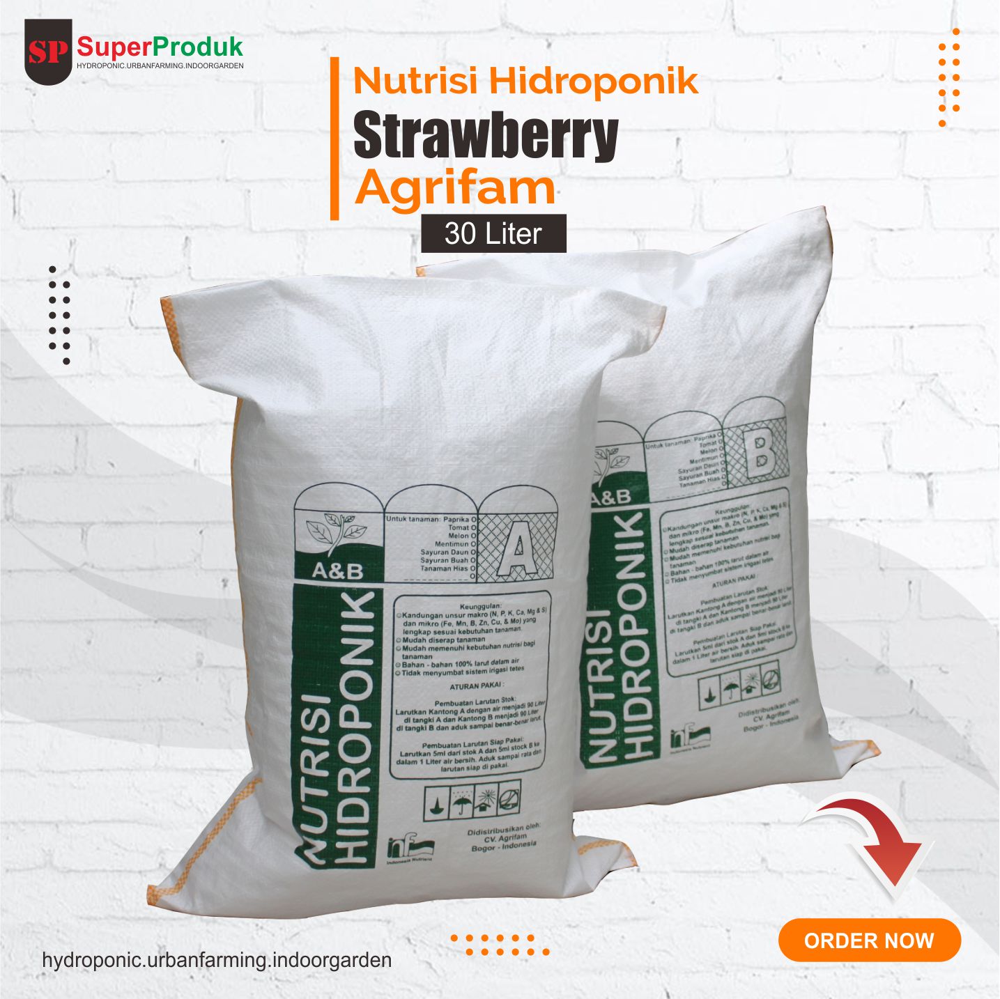 Nutrisi Hidroponik Ab mix Strawberry 30 Liter - Agrifam