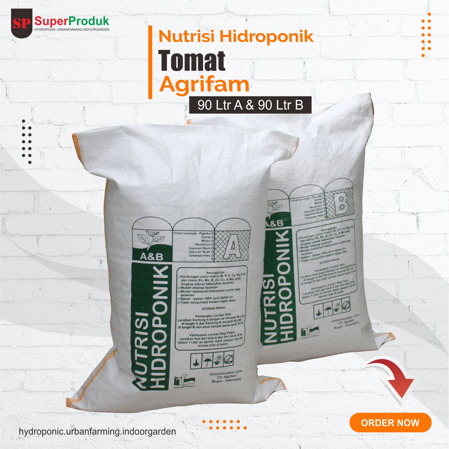 Nutrisi Hidroponik Ab mix Tomat 90 Liter Agrifam