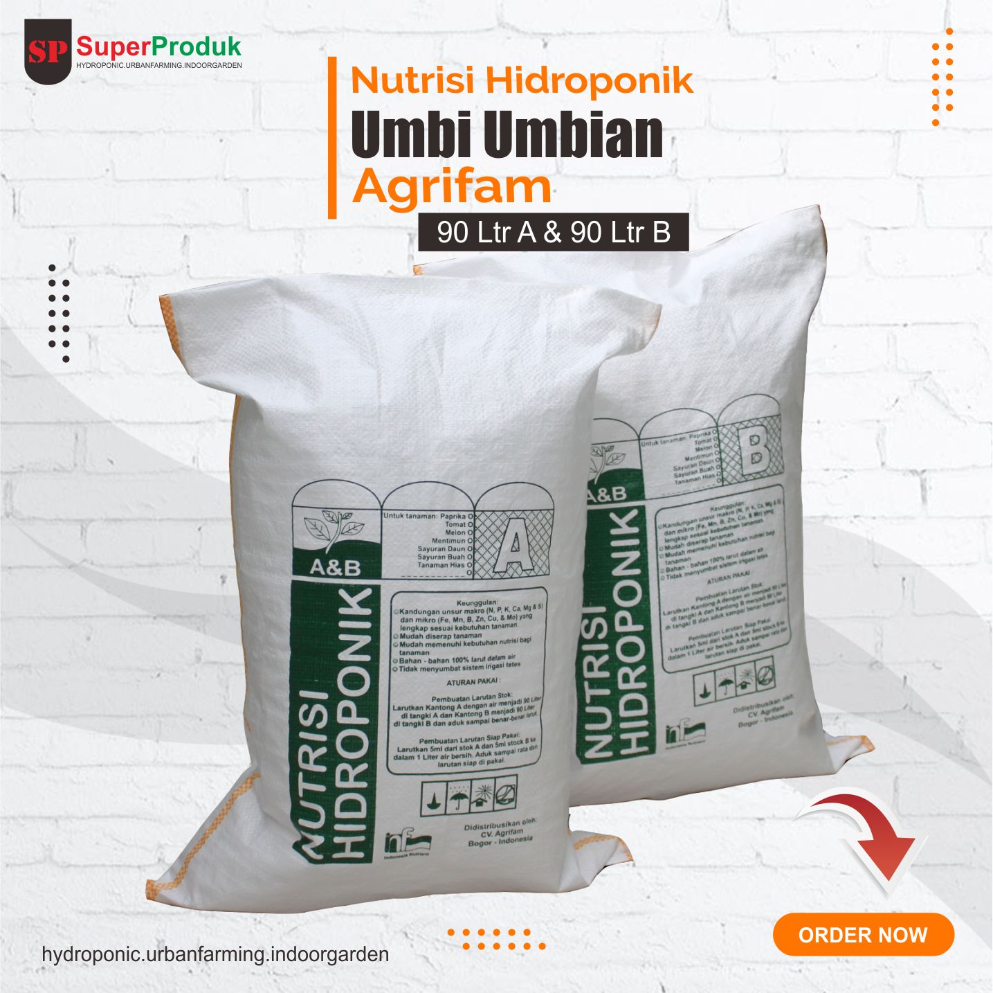 Nutrisi Hidroponik Ab mix Umbi Umbian 90 liter - Agrifam